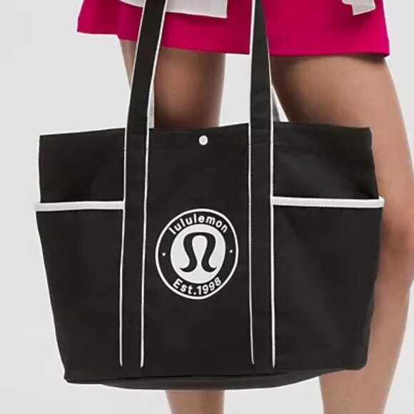 Lululemon Daily Multi-Pocket Canvas Tote Bag 20L - NEW NWT - Black/White Opal - Picture 5 of 10